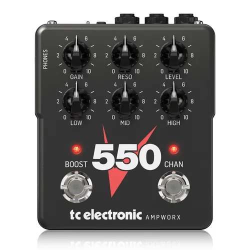 tc electronic V550 Preamp B-Stock - B-Stock E-Gitarren Vorverstärker; originalgetreue Klangerzeugung eines 5150 Röhren Amps für High Gain Rock- und Metal-Sounds; Fußschaltbarer Boost und DI-Ausgang mit Cab Sim für vielseitige Einsatzmöglichkeiten.