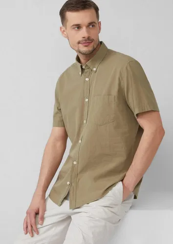 s.Oliver Kurzarmhemd Hemd Regular Fit: Kurzarmhemd mit Struktur-Streifen und Button-Down-Kragen