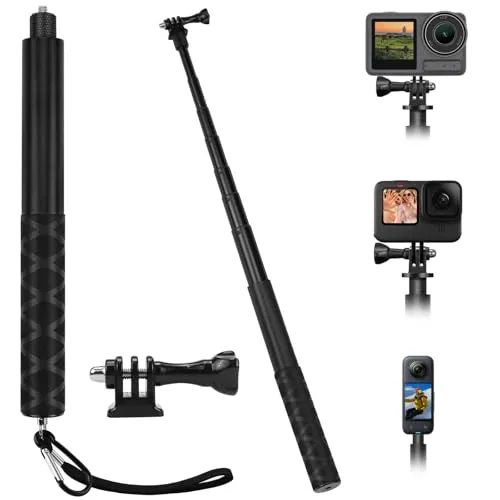 BHHTBB Kompatibel mit Insta 360 150cm Unsichtbarer Selfie Stick aus Kohlefaser, Extendable, Kompatibel für Insta360 X4/X3/ONE X2/RS, Kompatibel für DJI Osmo Action, Kompatibel für GoPro Hero