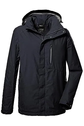 killtec Herren Funktionsjacke KOS 256 MN JCKT_CARLEB - Funktionsjacke in dunkelnavy mit abzippbarer Kapuze, wasserdicht (10.000 mm) und atmungsaktiv, perfekt für Outdoor-Aktivitäten bei jedem Wetter.