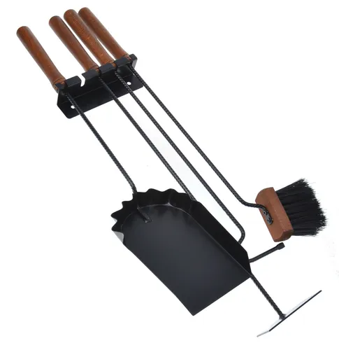 Aqbau® Kaminbesteck wandhängend Kaminzubehör Kamin Kaminwerkzeug 4 tlg.