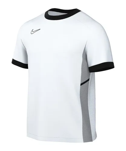 Nike Performance Academy 25 Trainingsshirt M - Hochwertiges Kurzarm-Trainingsshirt aus 100% Polyester für optimalen Tragekomfort. Ideal für Fußballtraining und sportliche Aktivitäten. Atmungsaktiv und in stylischem grau-schwarz-weiß.