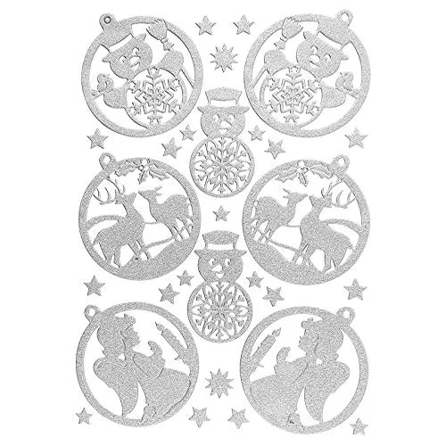 Produktbild Ideen mit Herz 3-D Sticker Deluxe | Winter & Weihnachten | Erhabene Aufkleber | ideal für Weihnachts-Deko & Weihnachtskarten basteln | Bogengröße: 21 x 30 cm (Anhänger | silber)
