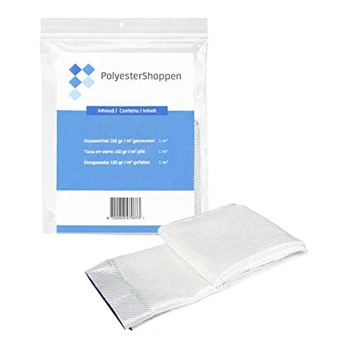 POLYESTERSHOPPEN.NL Twill Glasgewebe | 5m2 | 160gr/m2 | Gefaltet | Köpergewebe | Speziell für Polyesterharze, Epoxidharze, GFK Matten, GFK Gewebe, GFK Matte, Aramidgewebe, Laminate