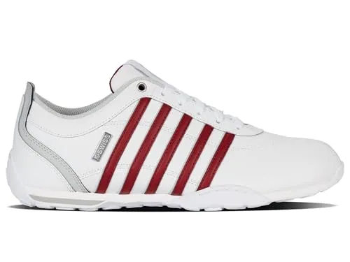 K-Swiss Herren Arvee 1.5 Sneaker, White/Samba/White, 42.5 EU - Herren-Sneaker mit hochwertigem Lederobermaterial und bequemer Smart Foam Dämpfung für optimalen Tragekomfort.