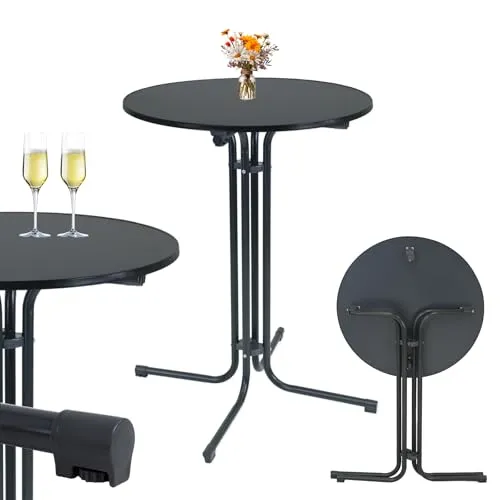 TRUTZHOLM Klappbarer Stehtisch Ø 80 cm - Anthrazit - Stehtisch für jeden Anlass: robustes pulverbeschichtetes Stahlgestell und pflegeleichte MDF-Tischplatte, ideal für Gartenpartys, Hochzeiten und Messen. Klappbar für einfachen Transport und platzsparende Aufbewahrung.