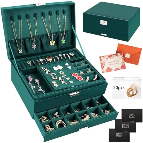 TOSUTO Schmuckkästchen 3 Ebenen,Schmuckkasten Groß,Schubladen Schmuckschatulle,Schmuckaufbewahrung,Schmuck Organizer für Ringe,Ohrringe,Halsketten und Uhren,Schmuck-Reiseetui