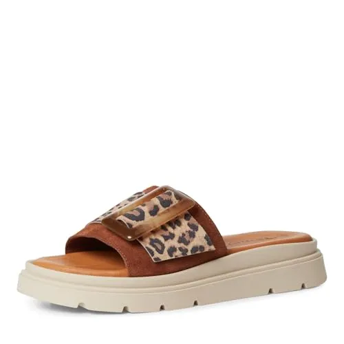 Tamaris Pantolette Damen Keilabsatz braun, EU 38 - Pantoletten für Damen mit TOUCH-IT Funktion für optimalen Tragekomfort. Bequemes Fußbett und stilvoller Keilabsatz machen jeden Schritt zum Vergnügen!