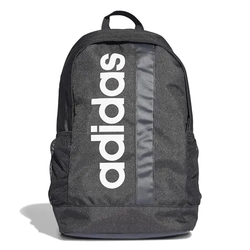 adidas Rucksack Linear Core - 23.2L, schwarz/weiß - Tasche aus 100% recyceltem Polyester mit praktischem Laptopfach und zwei Netz-Seitentaschen, ideal für Schule und Freizeit.