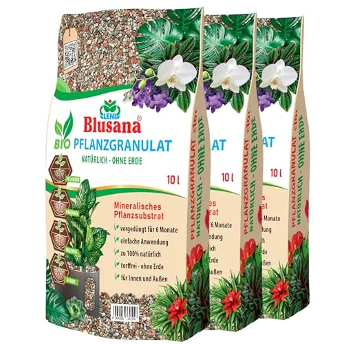 Blusana Mineralisches Pflanzsubstrat für Pflanzen | 6 Monate vorgedüngt | 30 Liter Bims Lava-Stein Zeolith Ton Mix | Granulat fein-mittel Körnung 2-5 mm | pH neutral Hydrokultur Drainage & Dekoration
