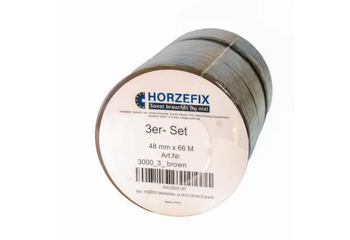 HORZEFIX Paket-Klebeband transparent/braun, 48 mm x 66 m extra stark für Versand & Umzug (Packung, 3-St) hohe Klebekraft
