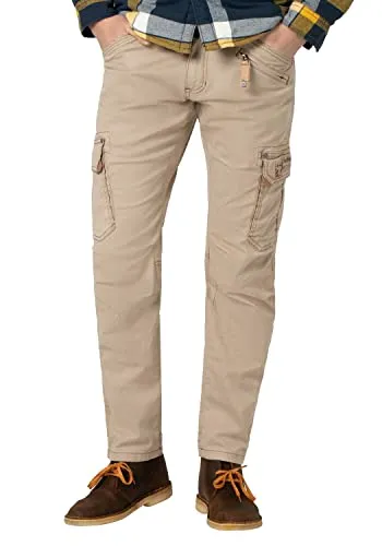 Timezone Herren Regular Rogertz Freizeithose, Chino Beige - Wanderhose im Regular Fit mit geshapten Knien, ideal für Outdoor-Aktivitäten und bequem durch elastischen Bund mit Knopf und Reißverschluss.