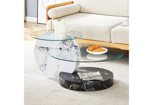 Okwish Couchtisch Transparent 70x44x90 cm – Moderner Wohnzimmertisch - Der Okwish Couchtisch verbindet stilvolles Design mit praktischem Stauraum. Die elegante Glasoptik und die zwei Ebenen machen ihn zum idealen Möbelstück für Ihr Wohnzimmer. Stabil und langlebig, perfekt für den täglichen Einsatz.
