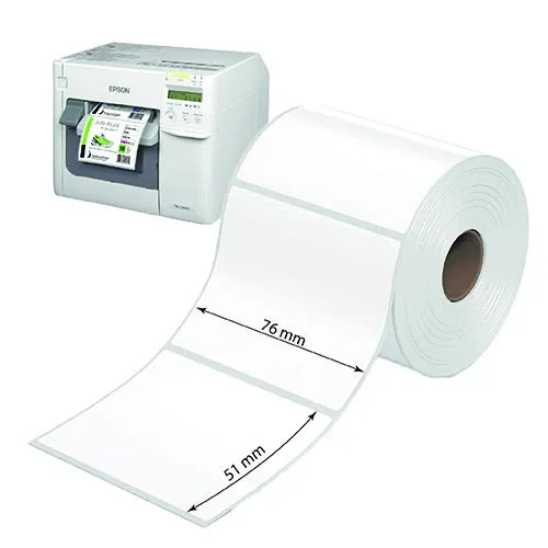 Print&Stick Nr. 13004 | Inkjet Etiketten 76x51mm 3×2“ (610 Stück) High Gloss für EPSON ColorWorks (wie C33S045542)