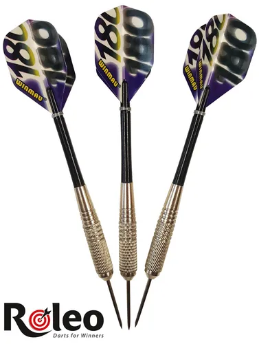 Roleo Darts Steeldart Pfeile R-3 - 19g mit Dartbox - Pfeile aus hochwertigem Messing, ideal für Steeldart-Fans, inklusive praktischer Dartbox für optimalen Transport und Aufbewahrung.