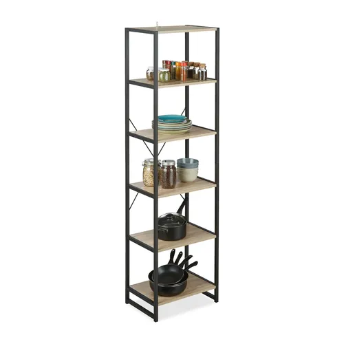 Standregal Bücherregal Industrial Regal mit 6 Fächern - Regal für vielseitige Nutzung in Küche, Arbeitszimmer oder Wohnzimmer, mit robustem Metallrahmen und stilvollem Industrial-Design für einen modernen Look.