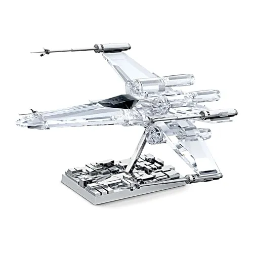 Swarovski Star Wars X-Wing Starfighter, Kristallfigur mit 744 Facetten, Detailgetreuen Laserkanonen und Hochglänzendem Metallsockel, Größe: 7.6 x 11.5 x 13.2 cm
