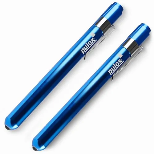 Pulox 2er-Set Diagnostikleuchte - Medizinische Pupillenleuchte aus Aluminium Diagnostische LED-Stiftlampe - Penlight mit Mess-Skala inkl. Batterien