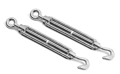 Design61 2er Set Spannschlösser M8 x 110mm Drahtspanner Haken/Öse Spannhaken für Drahtzäune Wäscheleine Sonnensegel Seile