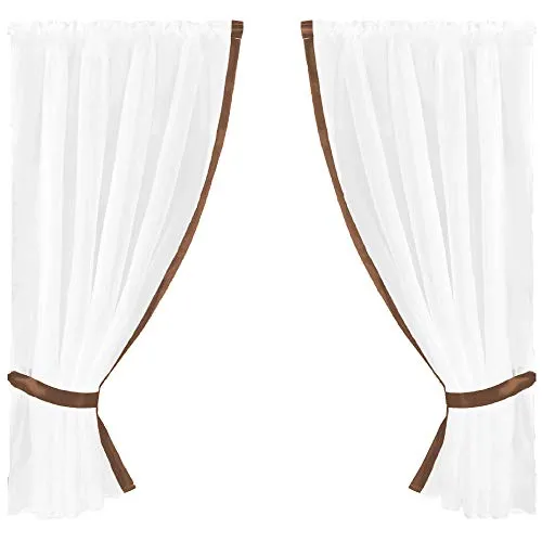 Arsvita Gardinenset mit Stangendurchzug, Serie Satin: ca. 140x120 cm Auswahl: braun - Bronze