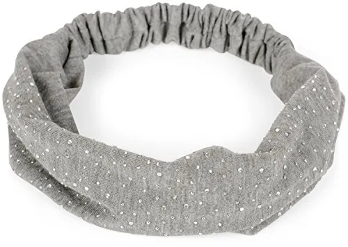 styleBREAKER Damen Haarband mit Strass und Gummizug, Stirnband, Headband, Haarschmuck 04026016, Farbe:Hellgrau meliert