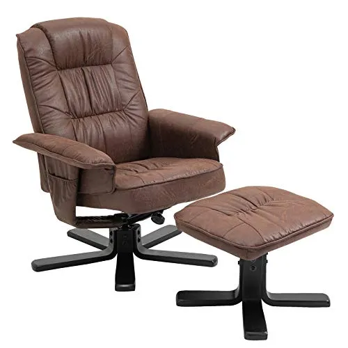 IDIMEX Relaxsessel CHARLY - Neigungsverstellbarer Fernsehsessel mit Hocker in Lederoptik - Sessel in Vintage/Schwarz, perfekt für entspannte Fernsehabende. Neigungsverstellbar für individuellen Komfort.