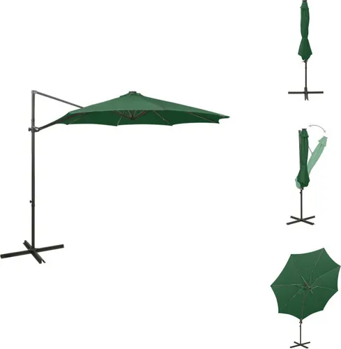 vidaXL Ampelschirm mit LED Beleuchtung Grün 300 cm