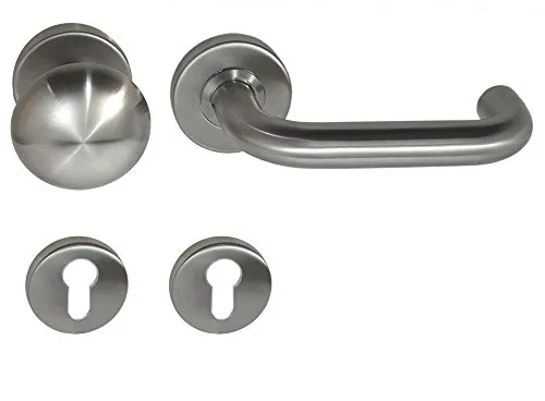 Häusler Edelstahl Feuerschutz Türbeschlag FS-1265 PZ mit Knauf - Türknöpfe, robuster Feuerschutzbeschlag aus Edelstahl, ideal für Sicherheitstüren mit Türstärken von 37 - 66 mm.