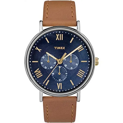 Timex Southview 41mm Multifunktionsuhr für Herren TW2R29100 - Armbanduhren für Herren mit INDIGLO Hintergrundbeleuchtung, stilvollem Lederarmband und wasserdicht bis 30 m – ideal für den Alltag und Freizeitaktivitäten.