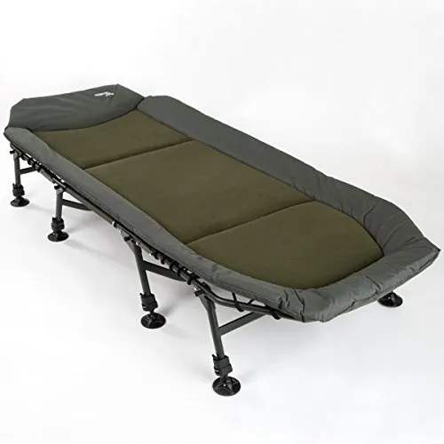 Mostal Kingsize Karpfenliege 8-Bein Flat Angelliege - Möbel: Hochwertige Angelliege mit hohem Liegekomfort, stufenlos verstellbaren Beinen und breiten Füßlingen für optimale Stabilität und Flexibilität.