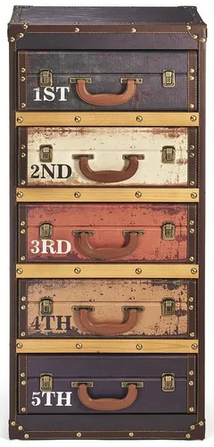 Kobolo Regal Kofferregal RETRO - 5 Fächer in Vintage-Optik - Regal in Kofferoptik mit 5 geschlossenen Fächern, ideal für stilvolle Aufbewahrung und Dekoration. Kunstleder und Holz sorgen für eine edle Lederoptik und einfache Reinigung.