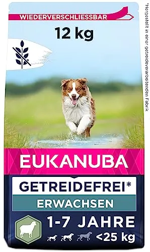 Eukanuba Hundefutter getreidefrei mit Lamm für kleine und mittelgroße Rassen - Trockenfutter für ausgewachsene Hunde, 12 kg
