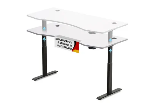 PROMAFIT Arbeitstisch Schreibtisch Stehtisch mit elektrischer Höhenverstellung (Set, 1-St., Tischplatte mit Gestell (optinal mit Doppellenkrollen), Tischplatte 180 oder 150 cm & 3 Memory Funktionen