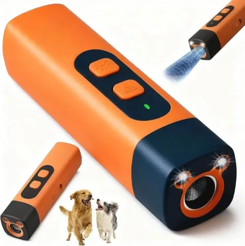 Anti-Bell-Gerät für Hunde, Ultraschall Hundeabwehr, Ultraschall-Abschreckungsgerät gegen Hundebellen, Handheld Antibell Ultraschall mit LED-Taschenlampe 8m Reichweite, Wiederaufladbar Bellstopper