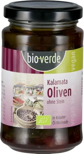 Schwarze Kalamata-Oliven ohne Stein 1 x 200 g von bio-verde
