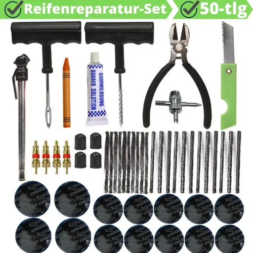 Reifenreparatur-Set 50-tlg. Reparaturset Set Auto Reifen Pannenset Reparatur Kfz