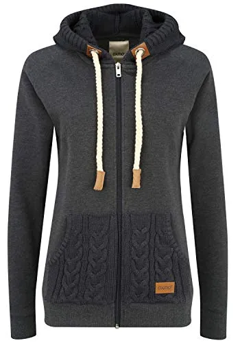 OXMO OXMatilda Damen Sweatjacke mit Kapuze - Kuschelige Sweatjacke im Regular Fit mit praktischer Kapuze und Kängurutasche. Ideal für Sport und Freizeit, gefertigt aus hochwertiger Baumwollmischung für besonderen Tragekomfort.