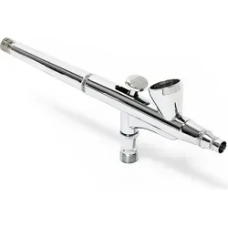 Wiltec Airbrush Pistole Typ 136 mit Double Action Funktion, Düse Ø 0,3 mm, 2 ml Farbbecher, Pipette, Adapter für Modellbau, Nailart usw.