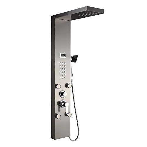 Auralum Edelstahl Duschpaneel 3 Funktionen Duschsäule Regendusche Duschset mit Wassertemperaturanzeige,duschpaneele mit Regendusche, Massagedusche und Handbrause
