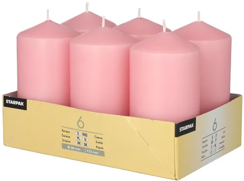 STARPAK Stumpenkerze Durchmesser: 60 mm altrosa 6 Stück