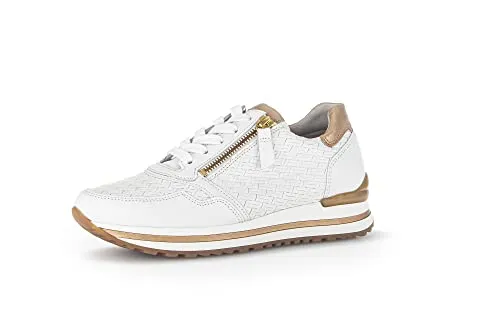 Gabor Damen Low-Top Sneaker, Frauen Halbschuhe,Sportschuhe,Freizeitschuhe,Turnschuhe,Laufschuhe,Freizeit,Weiss/Platino(Gold),35.5 EU / 3 UK