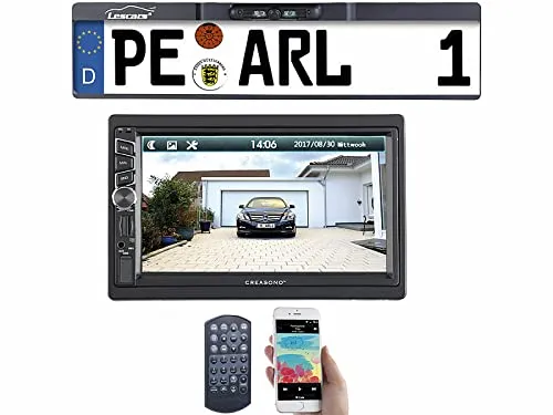 Creasono Doppel DIN: 2-DIN-MP3-Autoradio mit Touchdisplay und Funk-Rückfahr-Kamera (Autoradio mit Rückfahrkamera, DIN2, Kfz Freisprechanlagen)