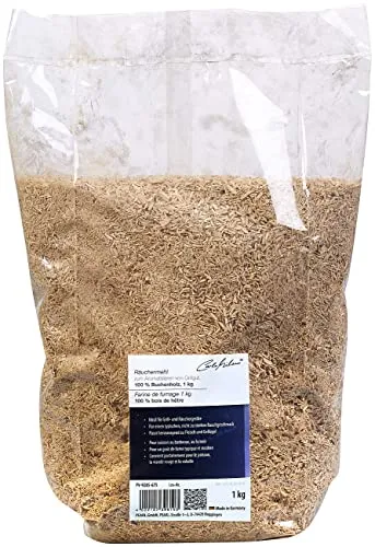 Carlo Milano Smoker-Mehl: Räuchermehl zum Aromatisieren von Grillgut, 100% Buchenholz, 1 kg (Räucherholzmehl für Grill, Gewürz-Räucherspan, Backofen)