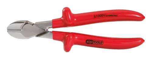 KS Tools 117.1282 Kraft-Seitenschneider 180mm - Zangen mit induktiv gehärteten Präzisionsschneiden, ideal für den Freileitungsbau und geringer Kraftaufwand, Tauchisolierung nach IEC 60900 für alle Drahtarten.