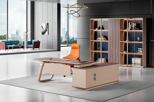 Xlmoebel Schreibtisch Eckschreibtisch aus Holz in Beige für Büro und Homeoffice (Bürotisch), Hergestellt in Europa