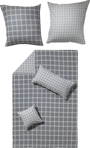 Erwin Müller Wendebettwäsche Karo aus Edelflanell - Moderne Wendebettwäsche aus 100% Baumwolle mit stilvollem Karo-Design. Flauschig und atmungsaktiv, sorgt sie für ein gemütliches Schlafklima. Praktischer Reißverschluss für einfaches Beziehen.