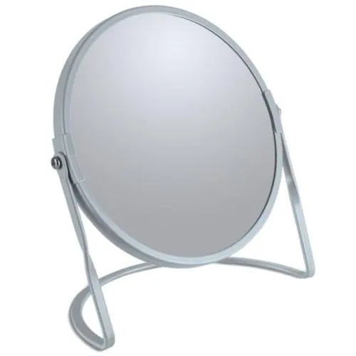 Spirella - Kosmetikspiegel auf Fuß Akira - Robustes Metall - Doppelansicht mit 5-facher Vergrößerung und klassischem Spiegel - 360° schwenkbar - Eisblau Matt