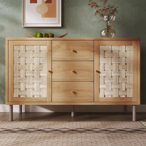 Sideboard 2 Türen & 3 Schubladen Eichefarben 120x40x75 cm