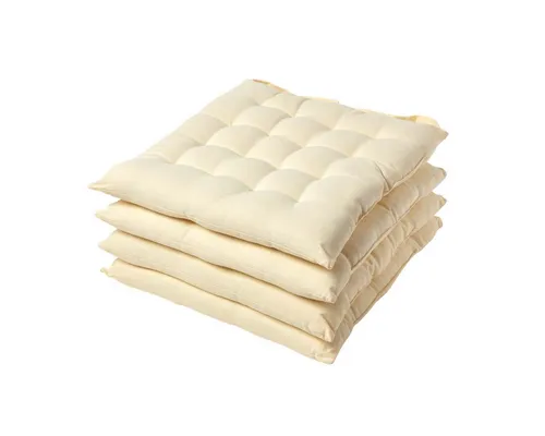 Homescapes Stuhlkissen creme 4 Stück - Elegante cremefarbene Stuhlkissen (40x40 cm) im 4er Set, mit praktischen Bändern und Knöpfen für sicheren Halt. Vielseitig einsetzbar als stilvolle Wohnaccessoires oder für Gartenmöbel.