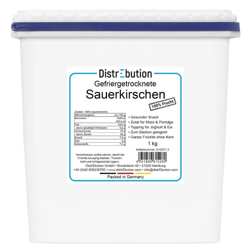 Sauerkirschen Gefriergetrocknet, 1kg | 100% Frucht, ohne Zuckerzusatz - Getrocknete Früchte für Snacks oder zum Backen. 100% Frucht, ohne künstliche Aromen und Konservierungsstoffe. Ideal für eine bewusste Ernährung und vielseitig einsetzbar.